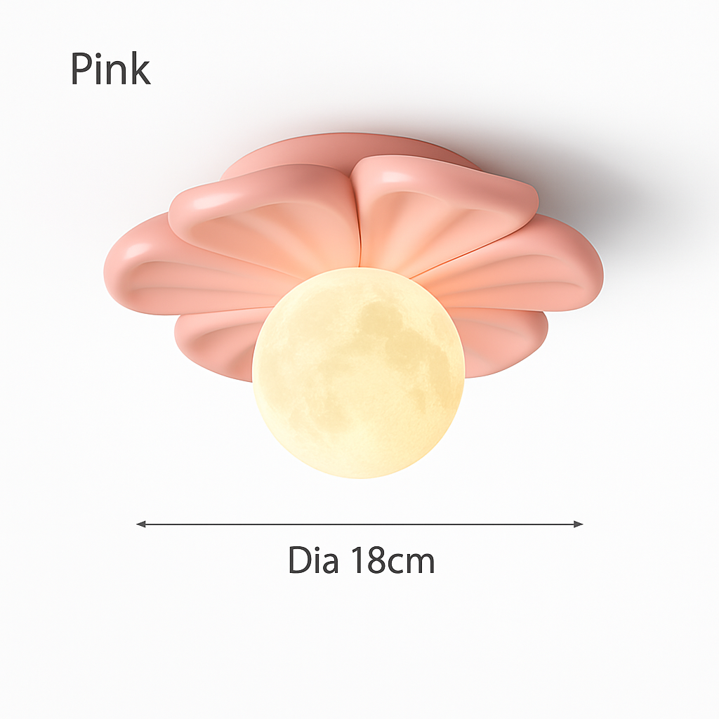 plafonnier 3d en forme de lune fleur en résine décorative - vue 10 sur 10