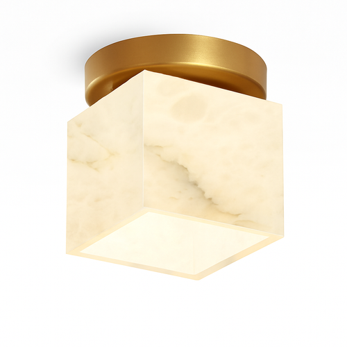 Plafonnier Boule de marbre lumière d'entrée Led luxe en laiton doré petit carré toilettes chambre balcon allée Luminaire