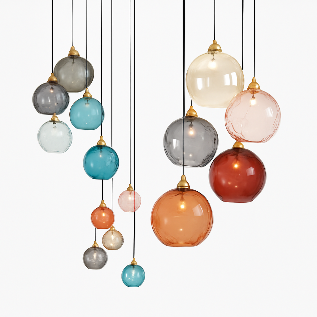 plafonnier classique en verre coloré design nordique pour intérieur - vue 3 sur 30