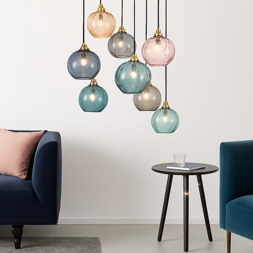 plafonnier classique en verre coloré design nordique pour intérieur - vue 6 sur 30