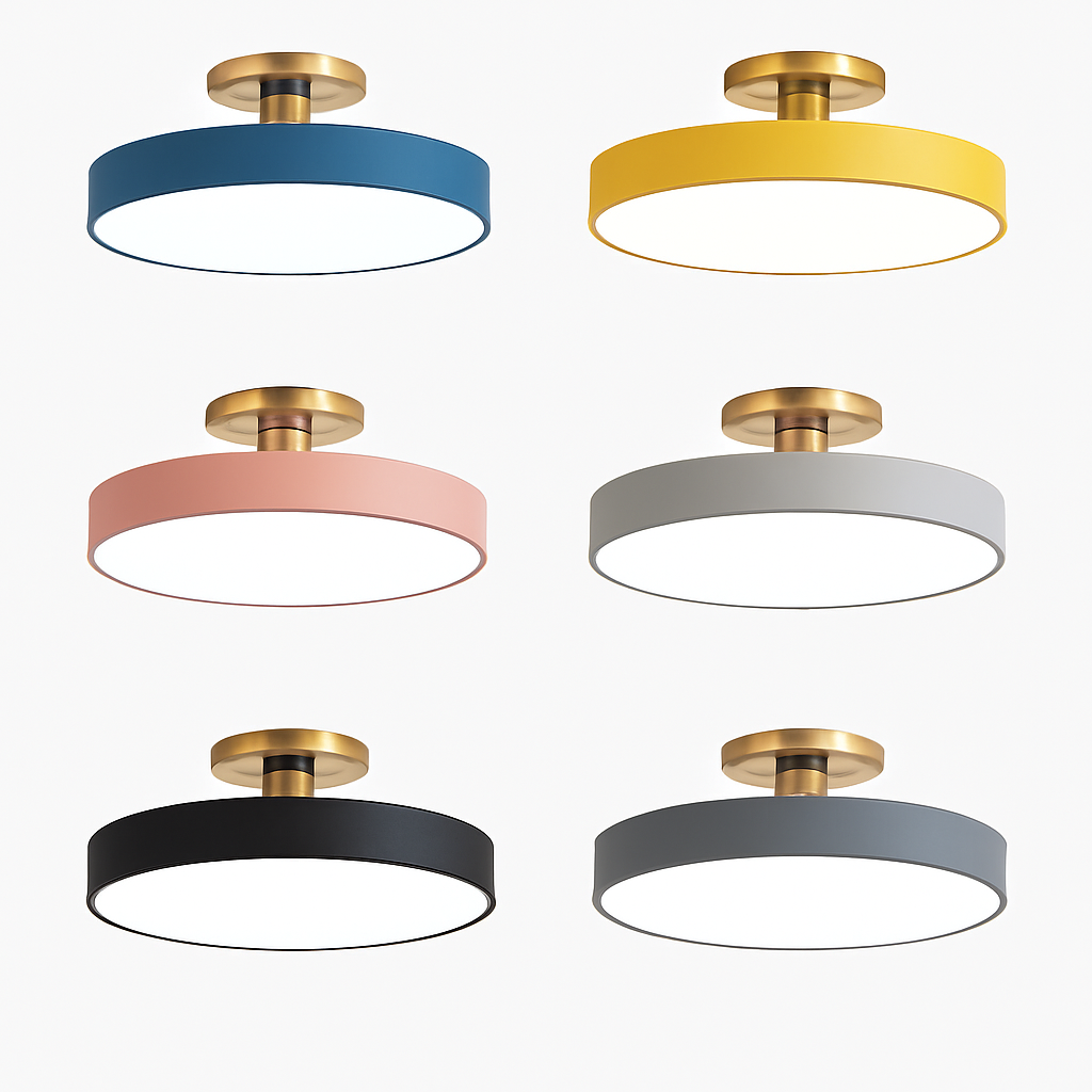 Plafonnier design à LED rond et support doré Office - vue 3 sur 3