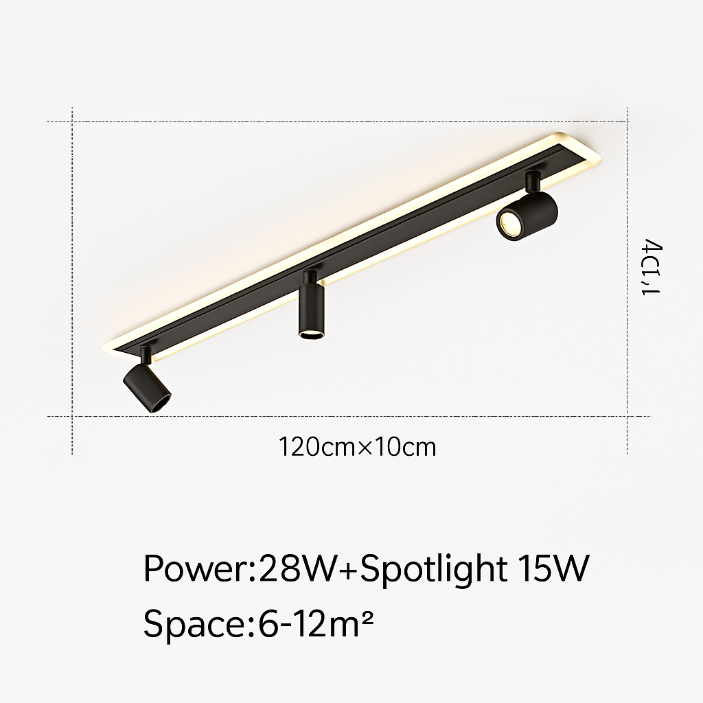Plafonnier design moderne LED en métal noir avec plusieurs spots lumineux - vue 5 sur 6