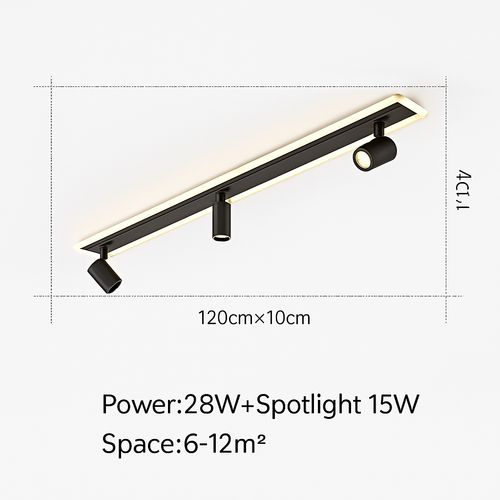 Plafonnier design moderne LED en métal noir avec plusieurs spots lumineux - vue 5 sur 6