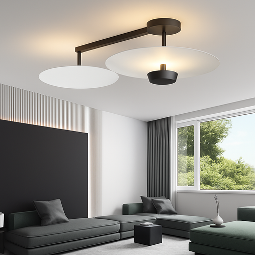 Plafonnier design Rond en métal et verre - vue 5 sur 14