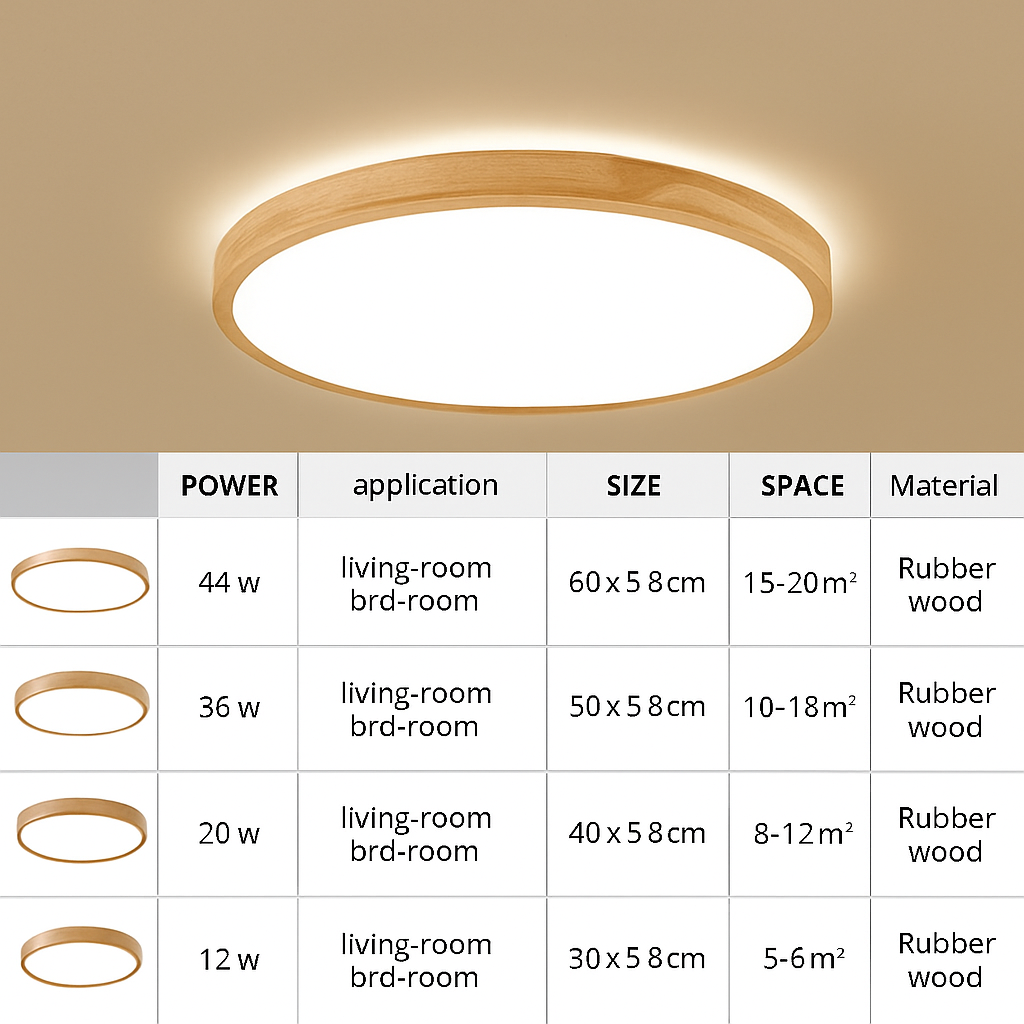 Plafonnier en bois à LED (plusieurs formes) - vue 14 sur 15