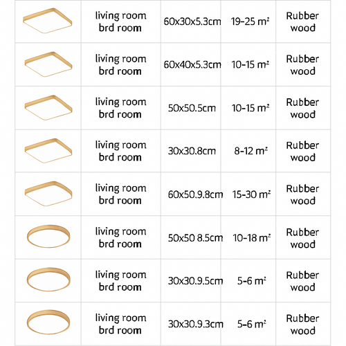 Plafonnier en bois à LED (plusieurs formes)