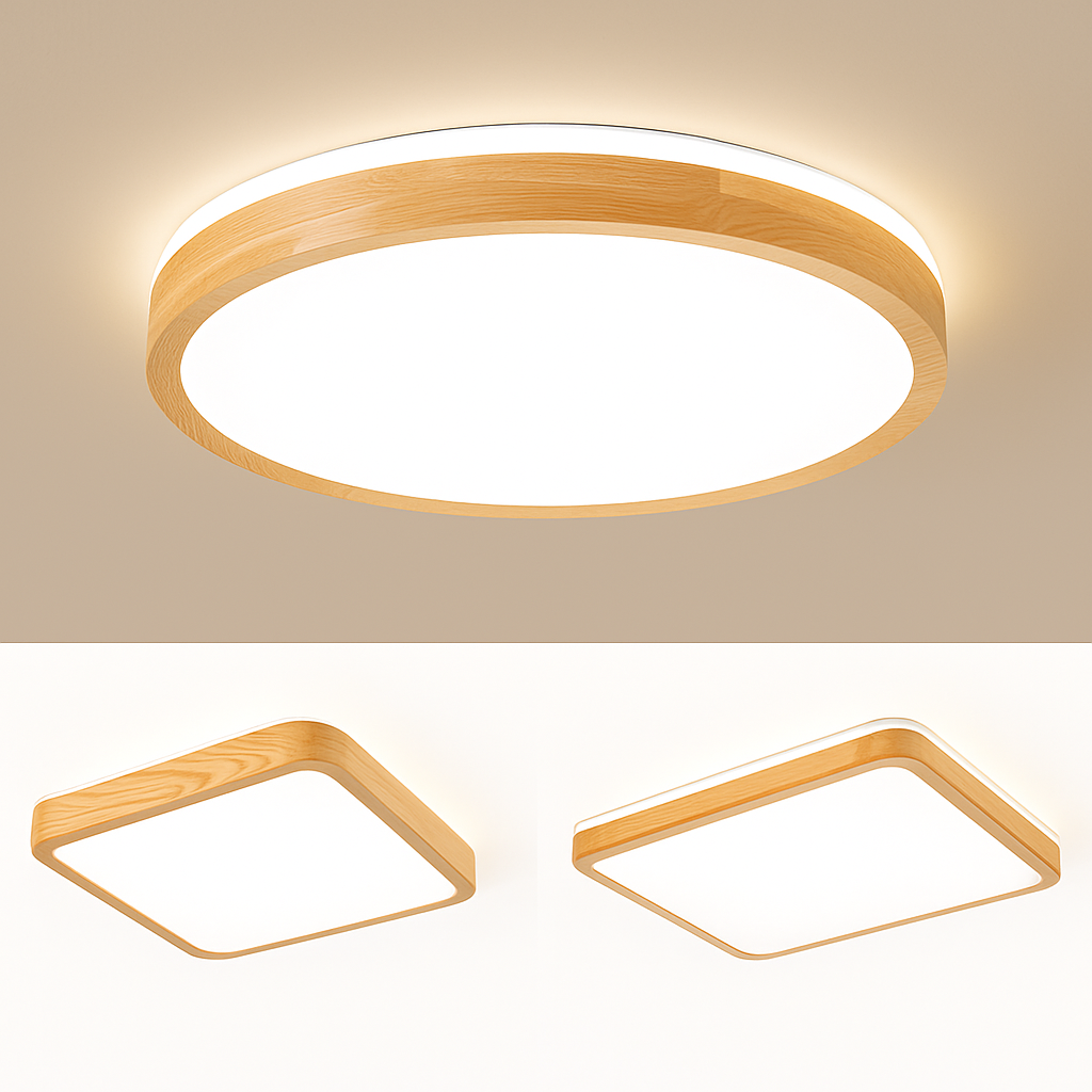 Plafonnier en bois à LED (plusieurs formes) - vue 4 sur 15
