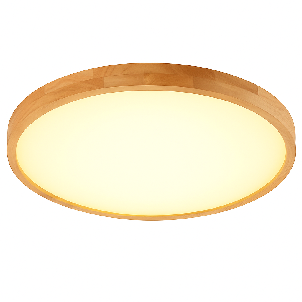 Plafonnier en bois à LED très fin en forme de rond - vue 5 sur 5