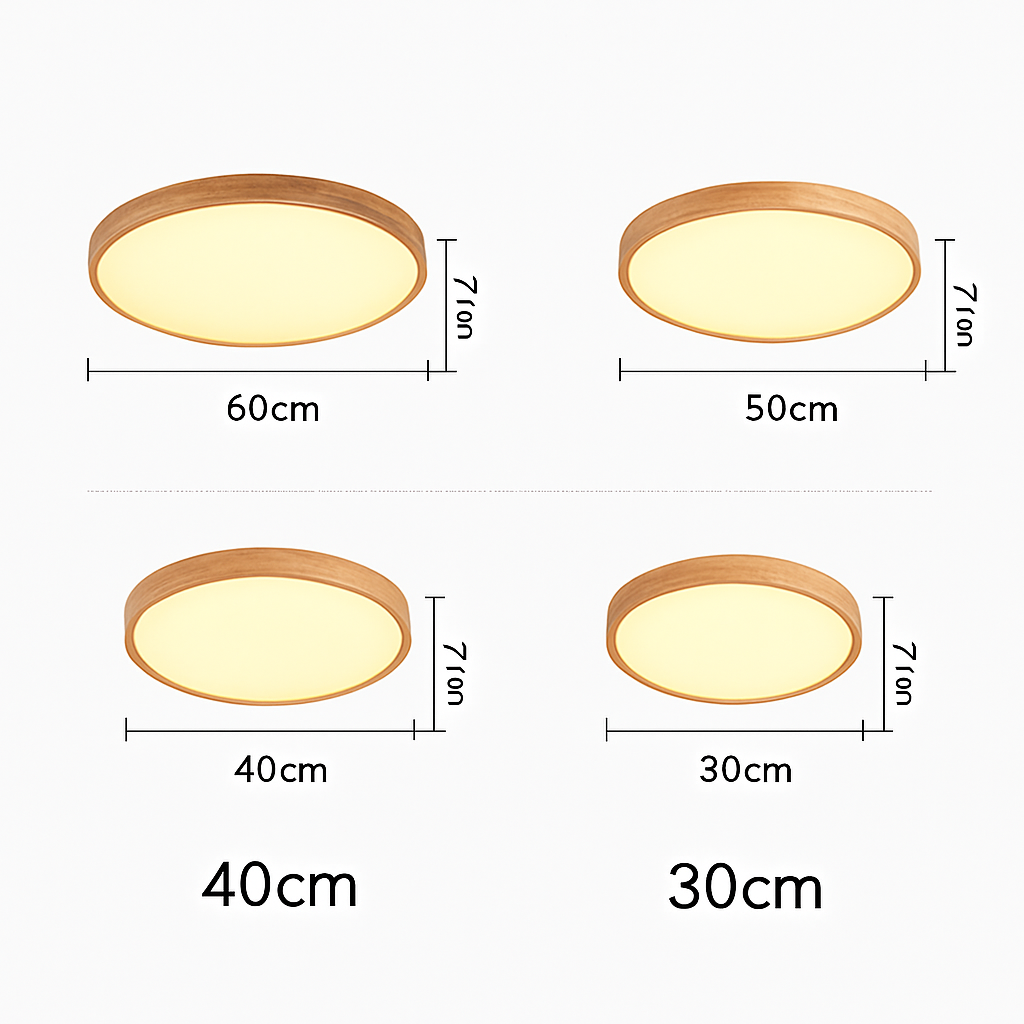 Plafonnier en bois à LED très fin en forme de rond - vue 6 sur 5