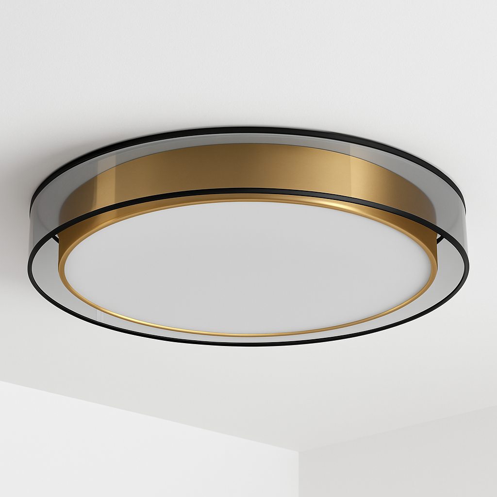 plafonnier en cuivre modernes abat-jour en maille Double abat-jour salon Led éclairage de plafond Loft chambre lumières créatives - vue 4 sur 9