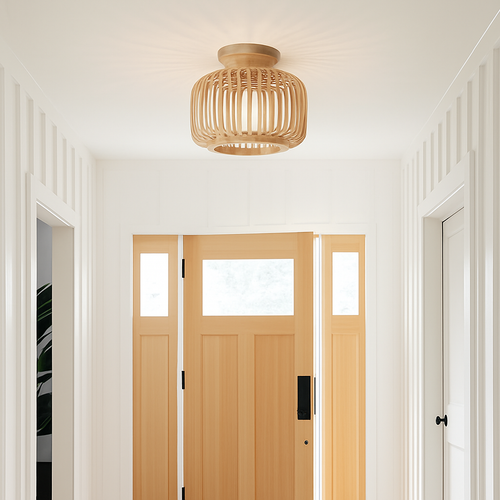 plafonnier en rotin et osier pour une décoration naturelle - vue 2 sur 8