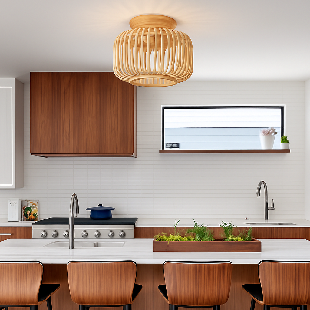 plafonnier en rotin et osier pour une décoration naturelle - vue 3 sur 8