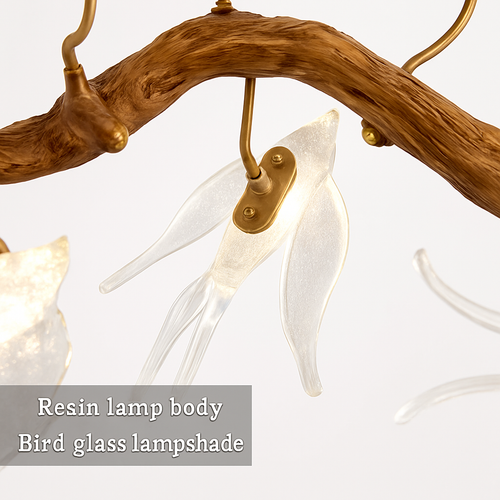 plafonnier en verre oiseau cristal avec lumière led - vue 7 sur 10
