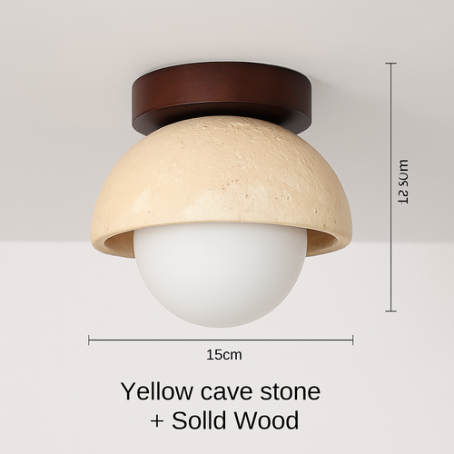 plafonnier japonais wabi-sabi en pierre pour extérieur et intérieur - vue 13 sur 14