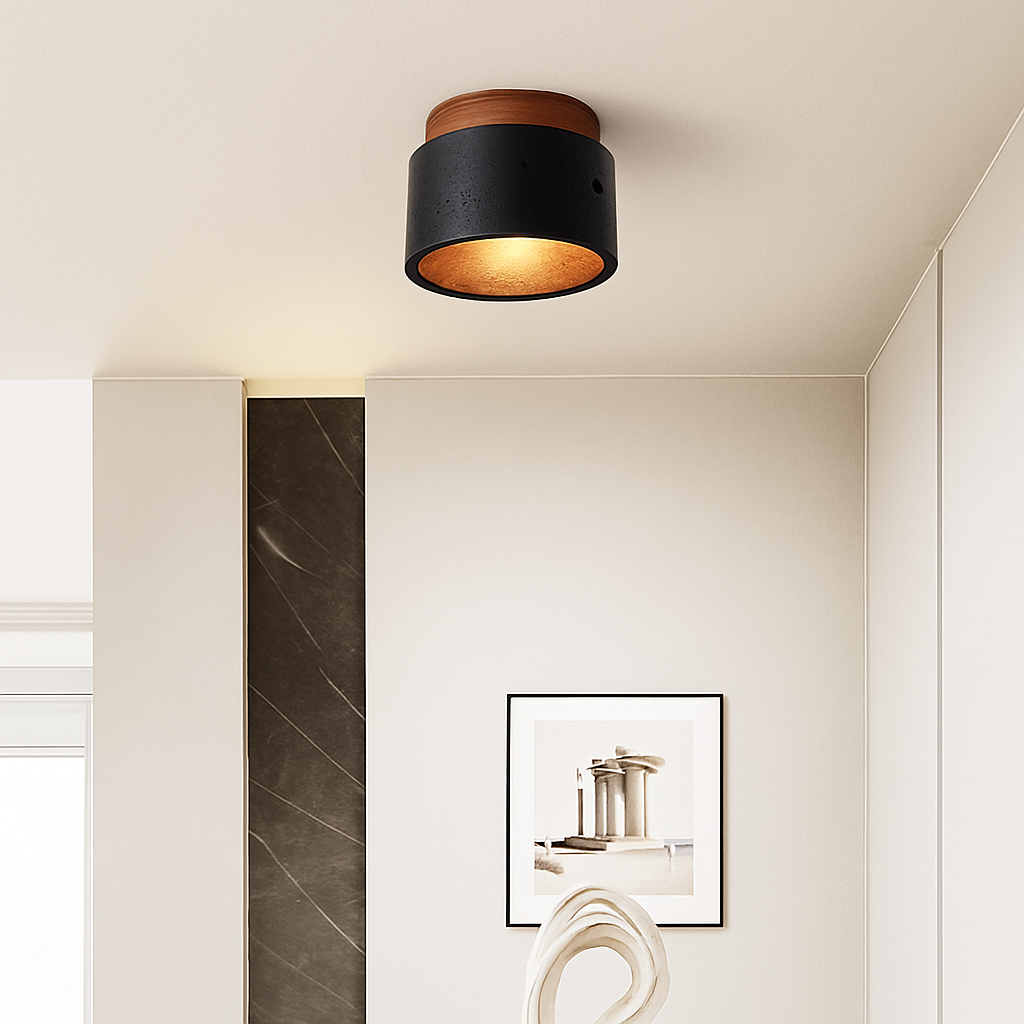plafonnier japonais wabi-sabi en pierre pour extérieur et intérieur - vue 3 sur 14