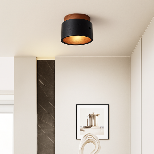 plafonnier japonais wabi-sabi en pierre pour extérieur et intérieur - vue 4 sur 14