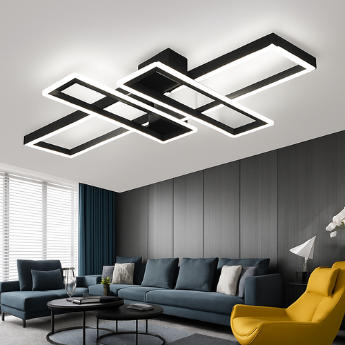 Plafonnier Led au design nordique moderne en aluminium blanc/noir avec télécommande