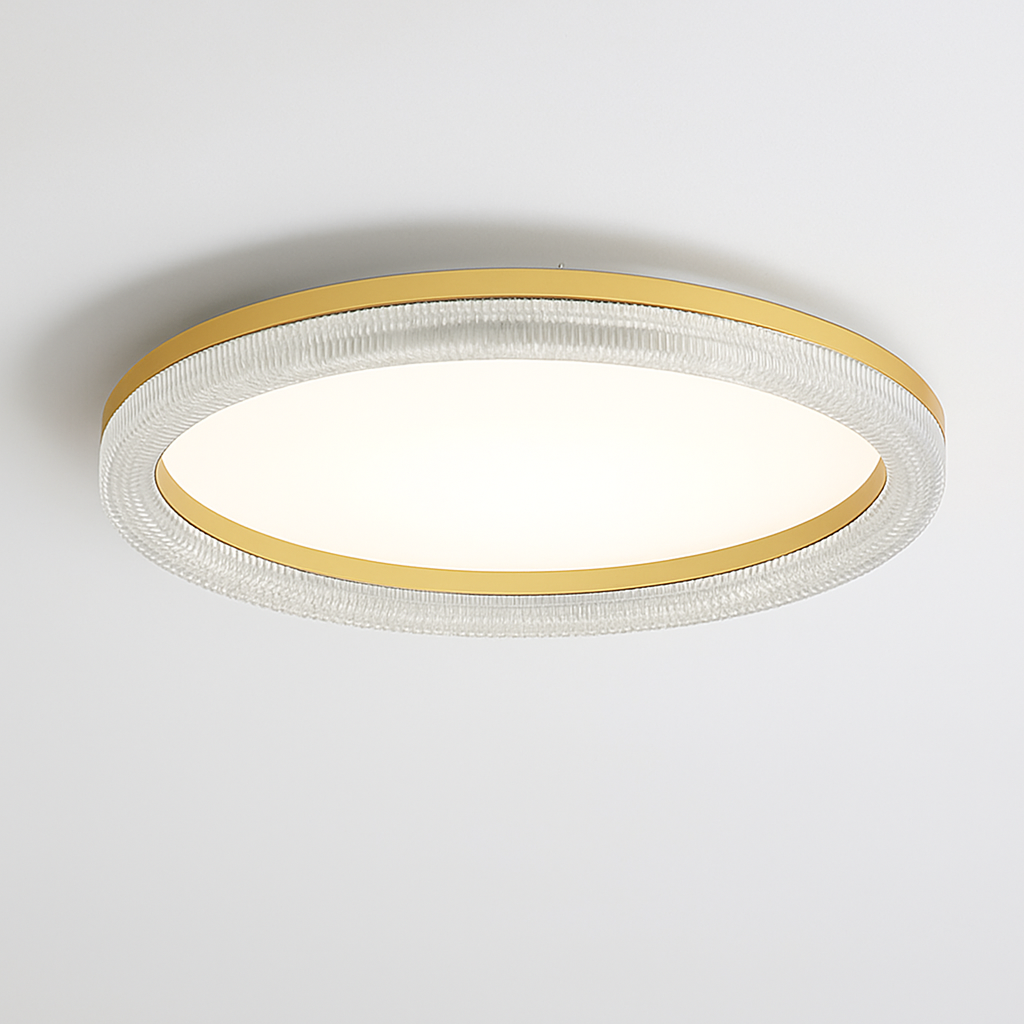 plafonnier led design moderne et simple en cristal doré rond et carré - vue 3 sur 10