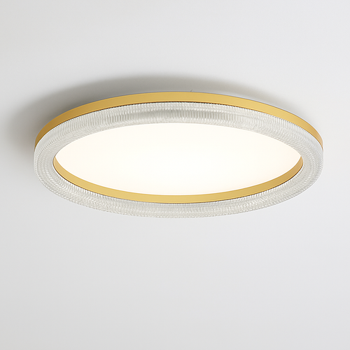 plafonnier led design moderne et simple en cristal doré rond et carré - vue 3 sur 10