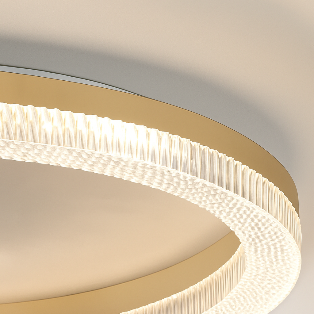 plafonnier led design moderne et simple en cristal doré rond et carré - vue 4 sur 10