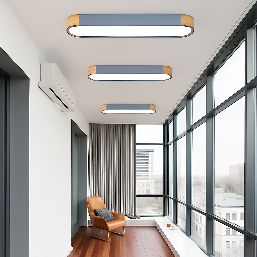 plafonnier led dimmable en bois pour divers espaces - vue 6 sur 15