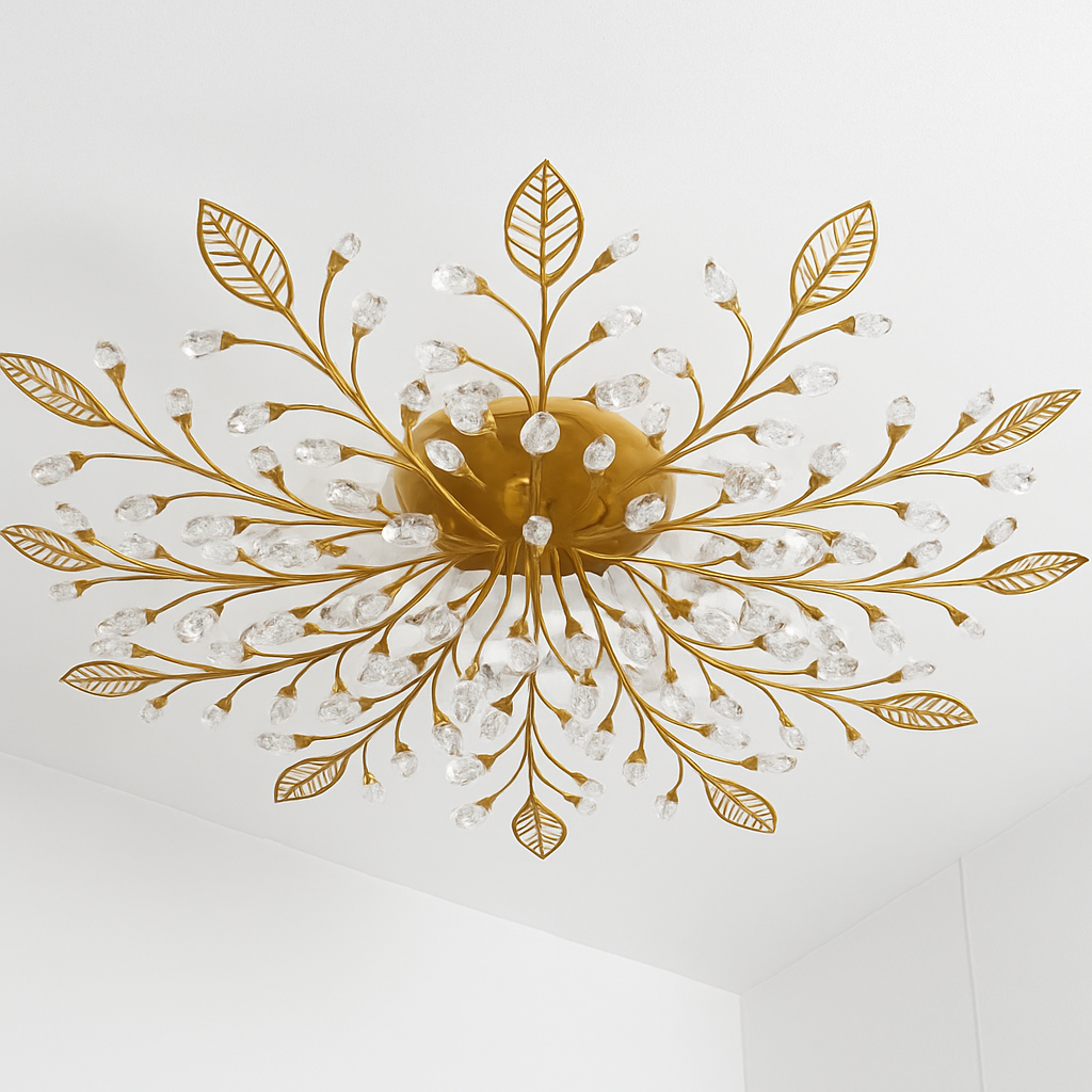 Plafonnier LED en cristal en forme de fleurs et feuilles - vue 6 sur 7
