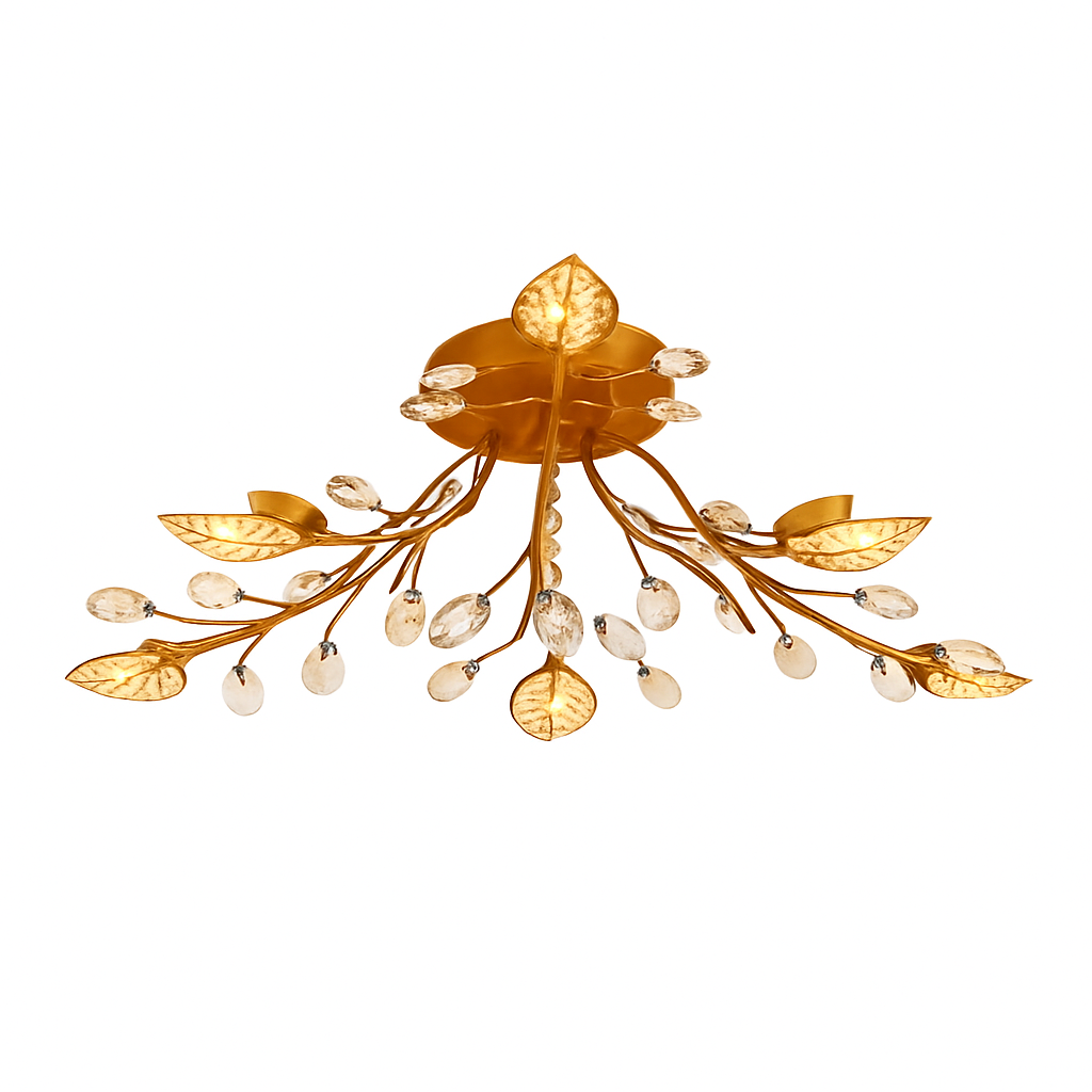 Plafonnier LED en cristal en forme de fleurs et feuilles - vue 7 sur 7