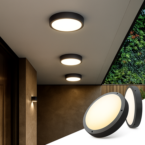 plafonnier led extérieur étanche pour jardin et porche - vue 2 sur 9