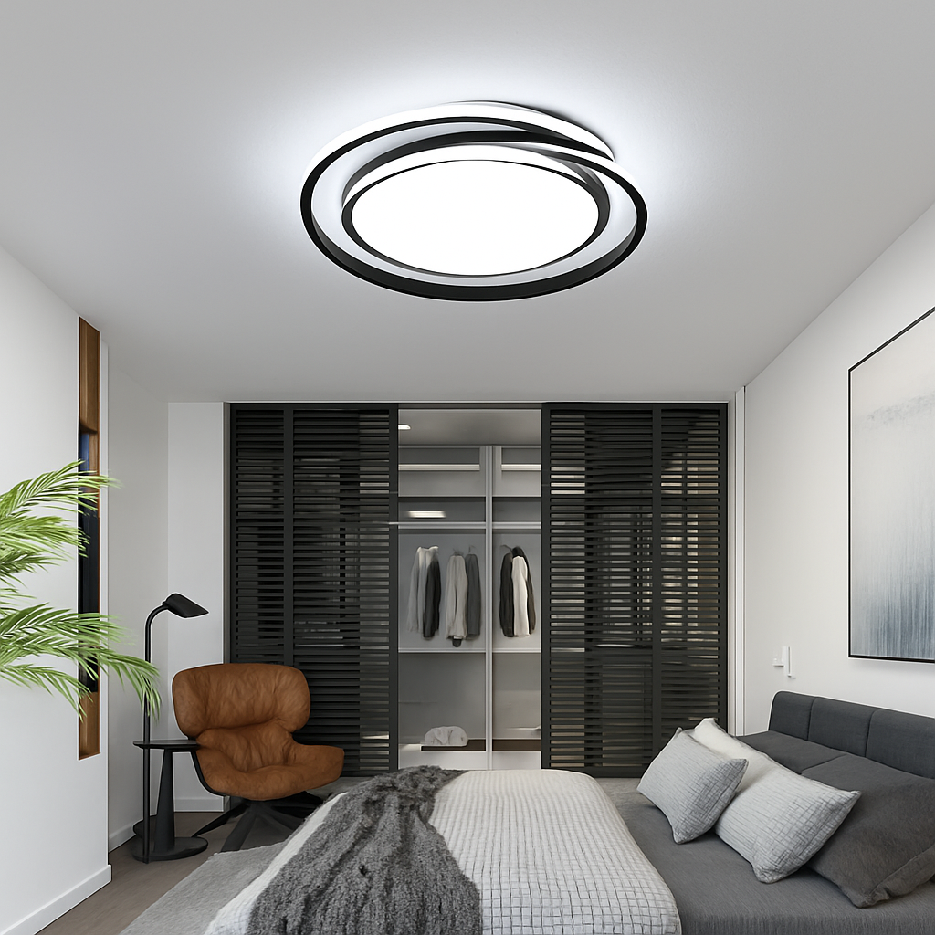 Plafonnier led moderne avec télécommande design simple - vue 6 sur 9