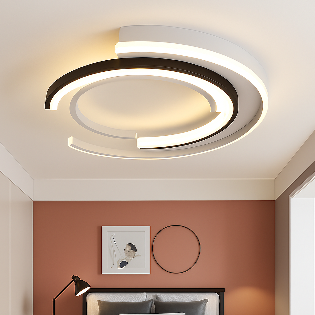 Plafonnier LED moderne en arc de cercles - vue 5 sur 4
