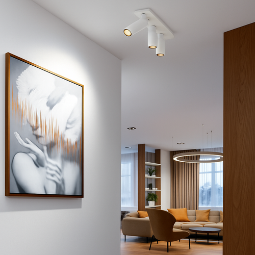 plafonnier led réglable à deux ou trois têtes en aluminium