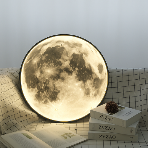 plafonnier led rond lune design nordique créatif décoratif - vue 3 sur 7