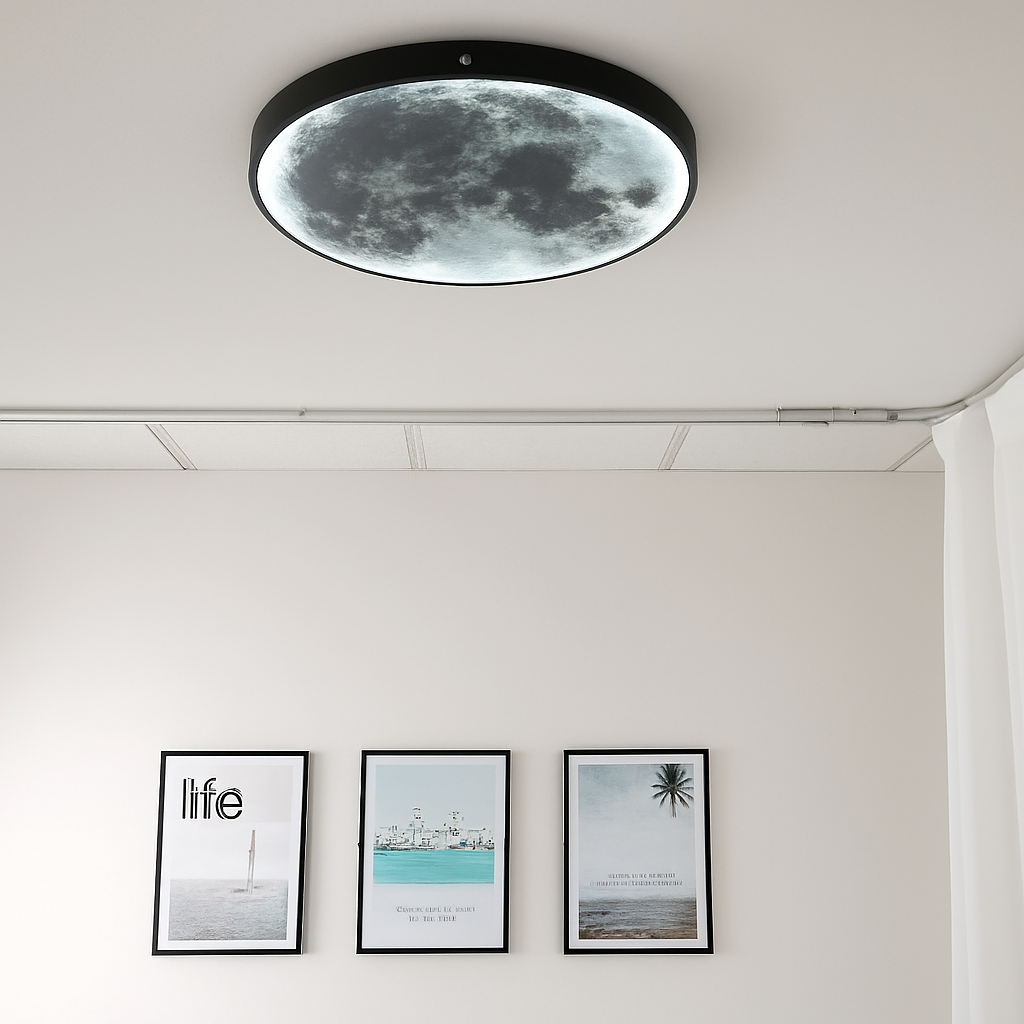 plafonnier led rond lune design nordique créatif décoratif - vue 5 sur 7