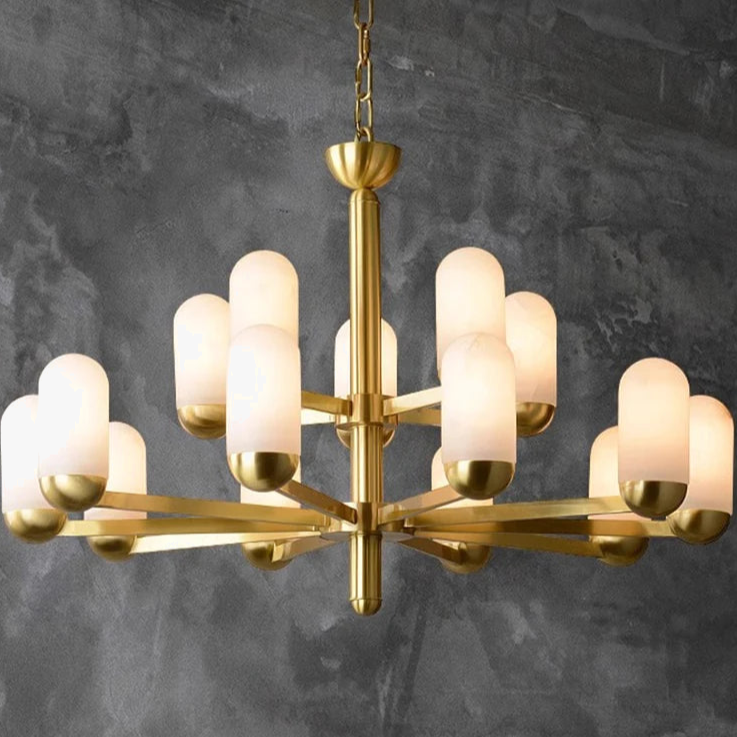 Lustre design LED marbre espagnol cuivre décoratif maison
