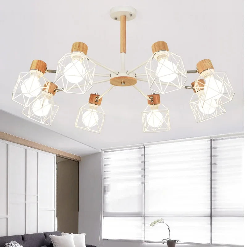 Plafonnier LED Vintage pour salon chambre cuisine plafonnier en bois couleur noire montage en Surface lumière suspendue