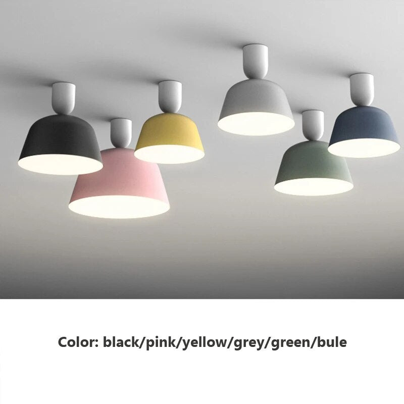 Plafonnier métal moderne nordique LED ronde déco intérieure.