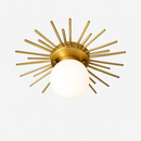 Plafonnier moderne avec boule en verre et métal doré Joha