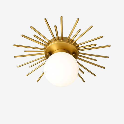 Plafonnier moderne avec boule en verre et métal doré Joha