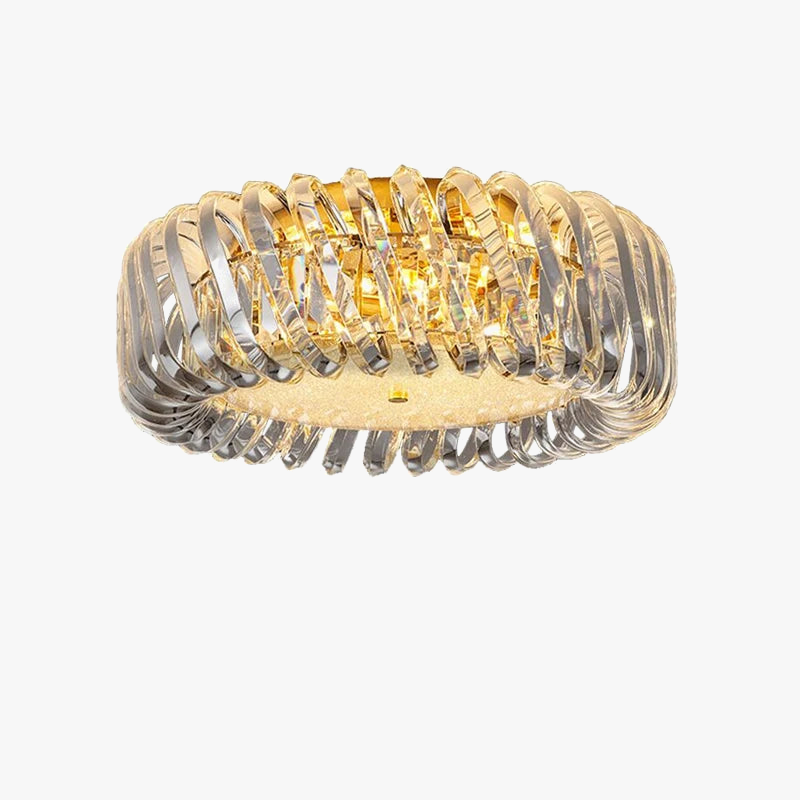 plafonnier moderne en cristal doré à led dimmable élégant et raffiné