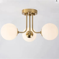 Plafonnier moderne en fer forgé chambre salon lampe de porche avec abat-jour sphérique en verre blanc plafonnier semi-encastré