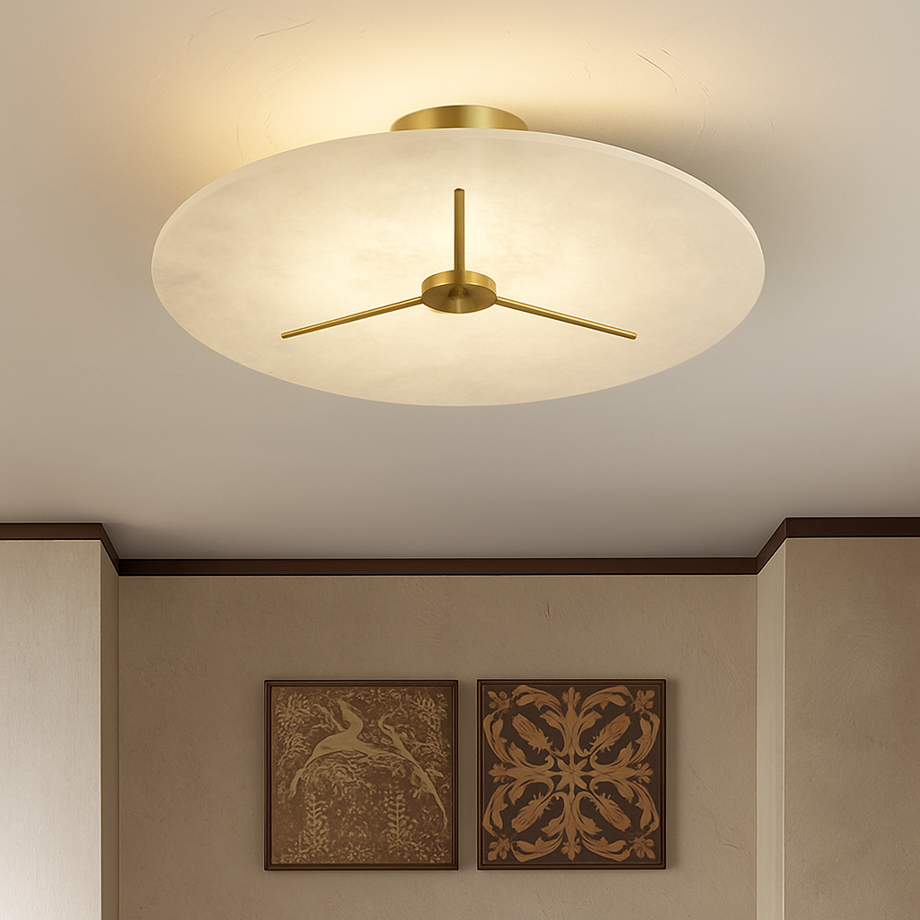plafonnier moderne en marbre et cuivre pour intérieur élégant - vue 3 sur 9