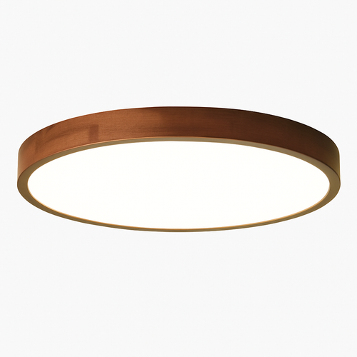 Plafonnier moderne LED en forme géométrique en bois Evelyn