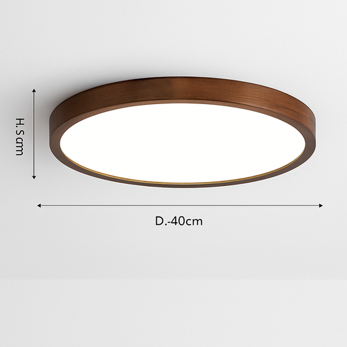 Plafonnier moderne LED en forme géométrique en bois Evelyn