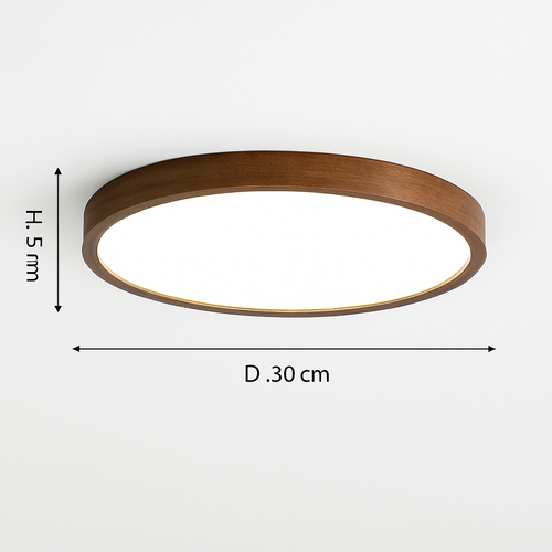 Plafonnier moderne LED en forme géométrique en bois Evelyn