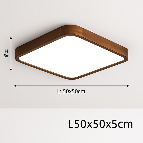 Plafonnier moderne LED en forme géométrique en bois Evelyn