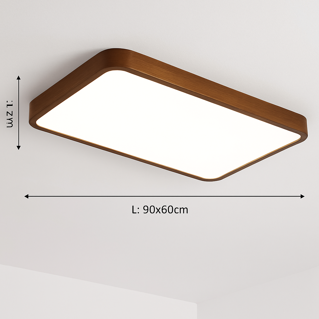Plafonnier moderne LED en forme géométrique en bois Evelyn - vue 14 sur 16