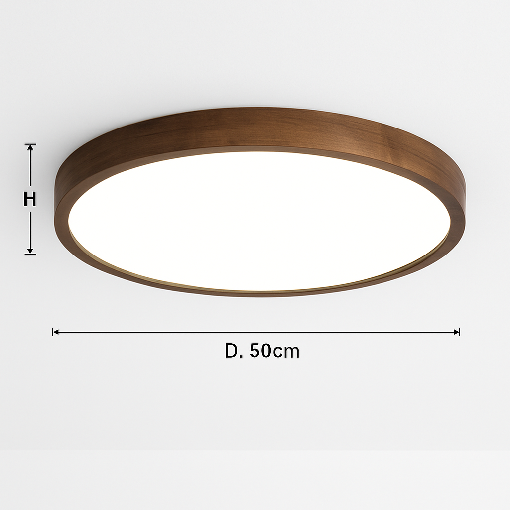 Plafonnier moderne LED en forme géométrique en bois Evelyn - vue 9 sur 16