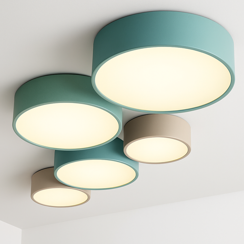 Plafonnier moderne LED forme circulaire en métal coloré Beryl