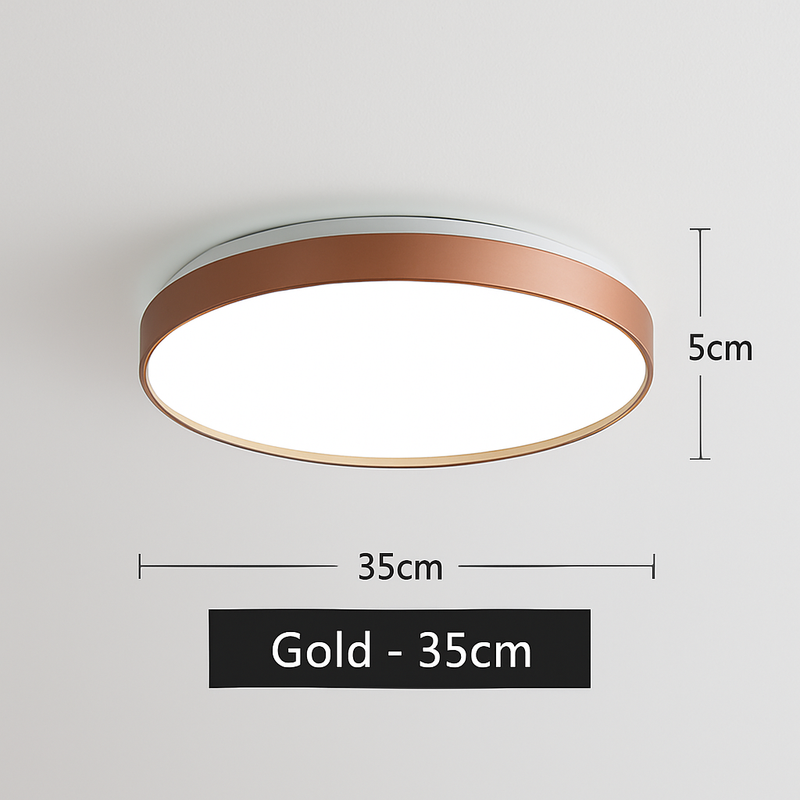 Plafonnier moderne LED métallique circulaire et fin Glenn