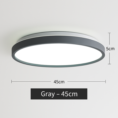 Plafonnier moderne LED métallique circulaire et fin Glenn
